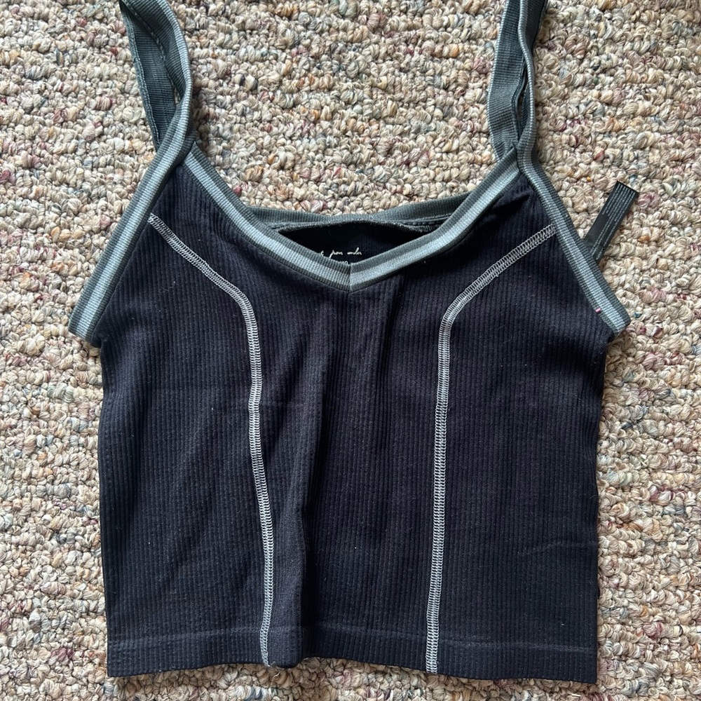 Urban Outfitters Black and Gray Ribbed Top
